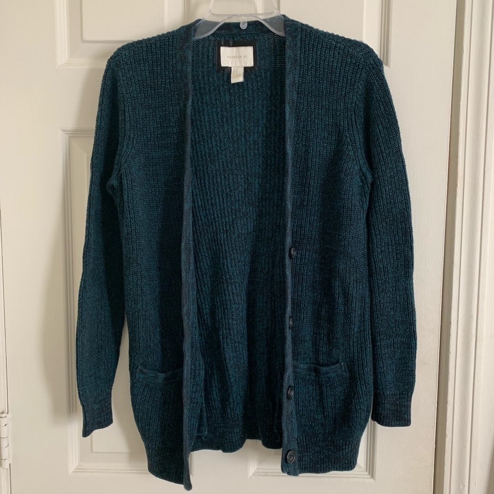 Forever 21 Green and Black Cardigan